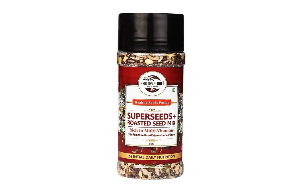 Healthy Planet Superseeds + Roasted Seed Mix Chia+Pumpkin+Flax+Watermelon+Sunflower   Plastic Bottle  250 grams
